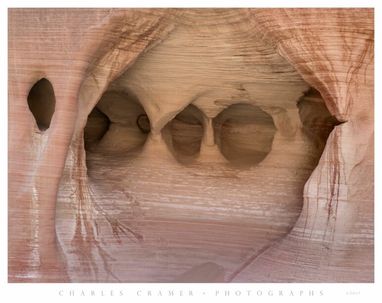Water-Carved Openings in Narrow Canyon, Utah
