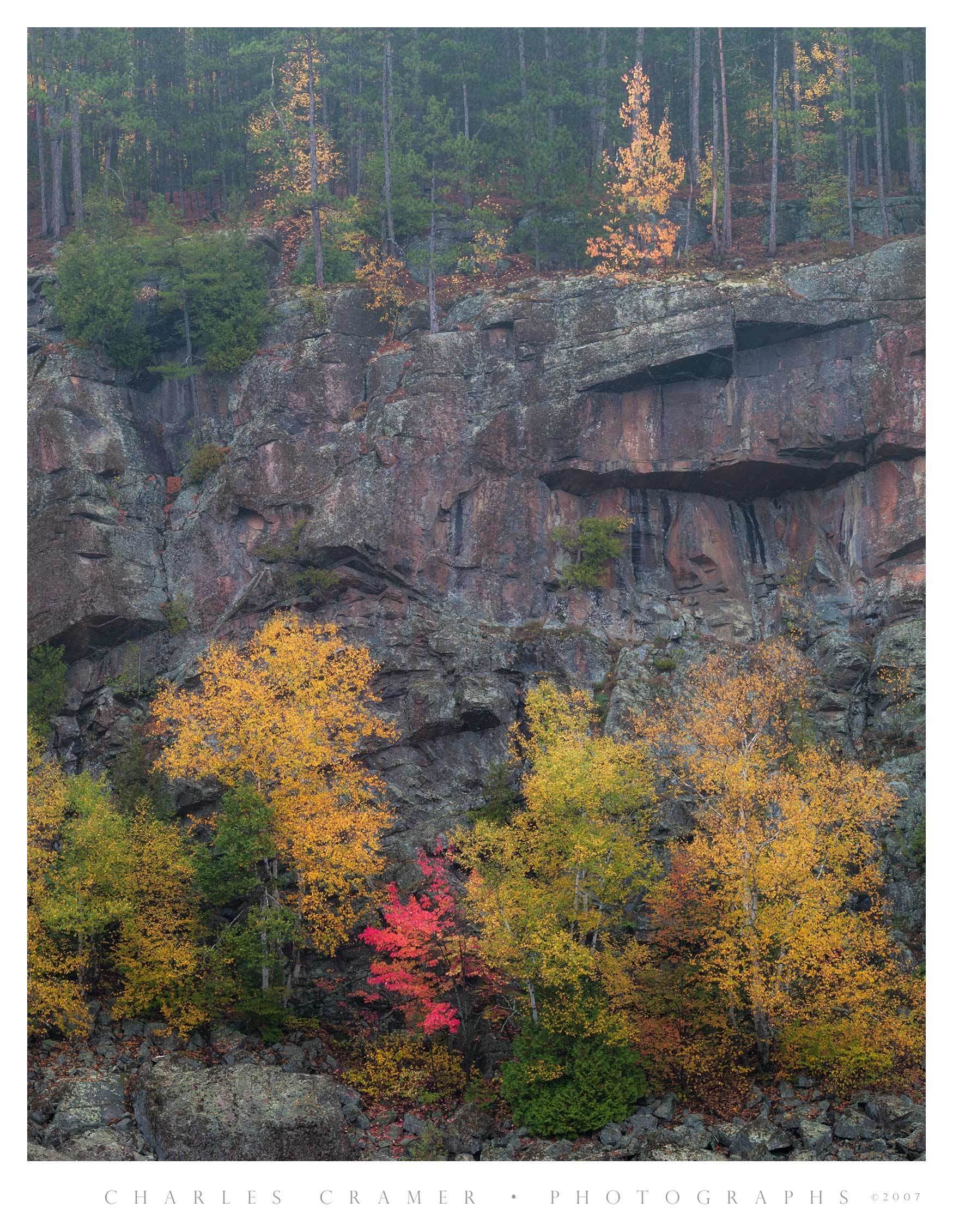 Cliffs, Autumn, Misty Morning, Algonquin Provincial Park, Canada