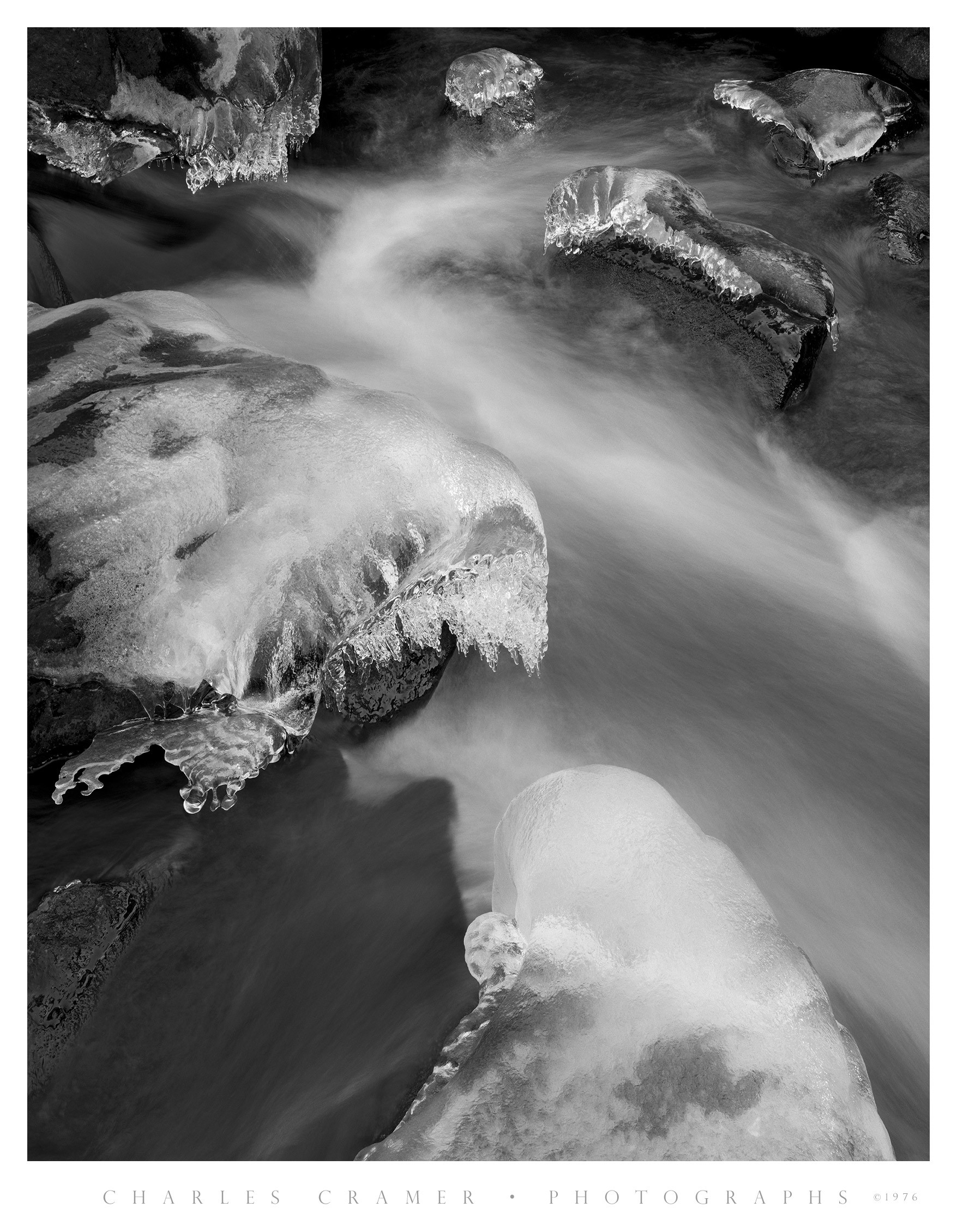 Merced River, Ice on Rocks, Yosemite